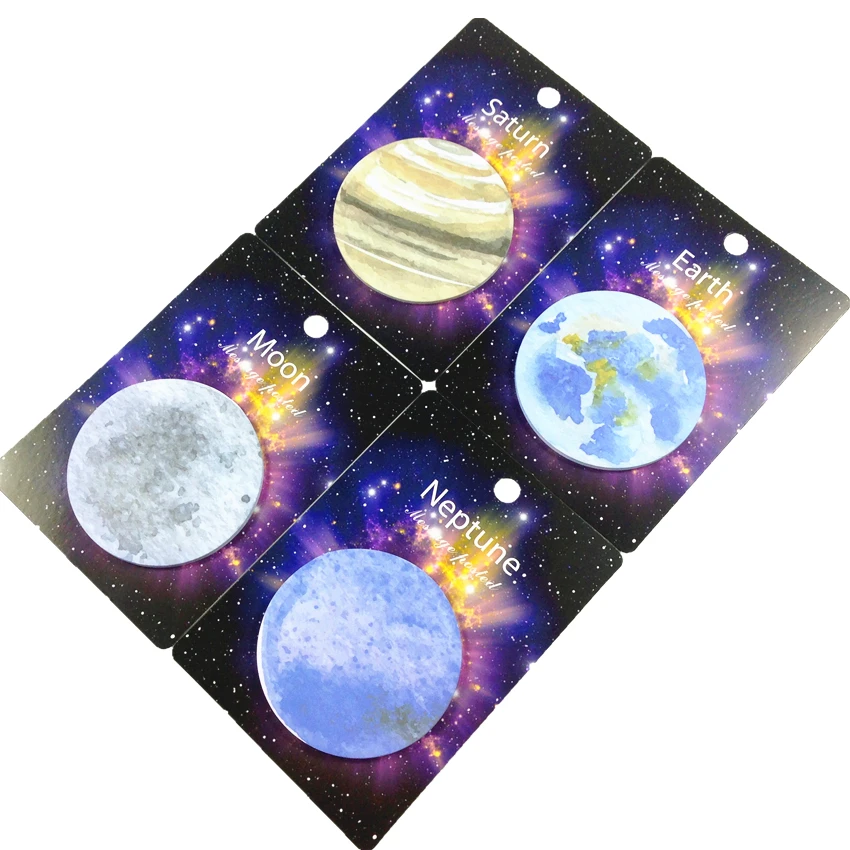 

2pack/lot new arrival creative Earth/Moon/Neptune/Saturn note pads circular memo message note School office supplies