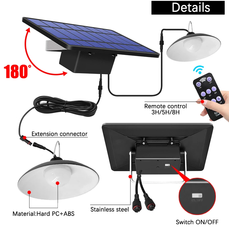 Double Head Solar Power Pendant Light Outdoor/Indoor Garden Lamps Camping B8N9 