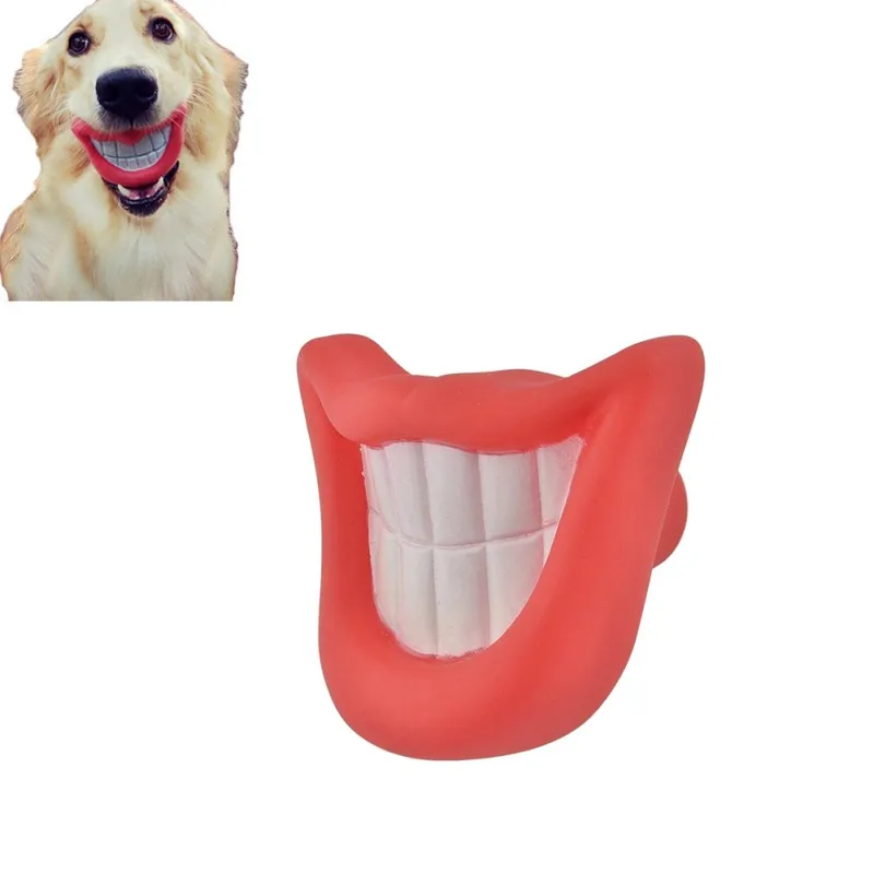 Pet Dog Toys Big Red Lip Rubber Toy with Sound Squeaker Squeaky Funny Smile Puppy Interesting Audible Gift | Дом и сад