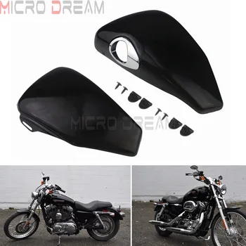 

Black Motorcycle Left Right Side Battery Cover Set For Harley Sportster XL883 XL1200 2004-2013