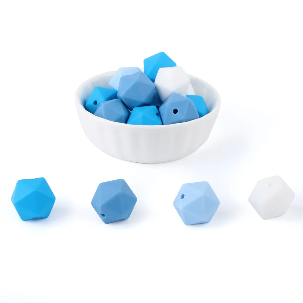 Keep& Grow, 10 шт./лот, 14 мм, Icosahedron, силиконовые бусины, BPA Free, Детская жевательная игрушка, силиконовый Прорезыватель для зубов, для самостоятельной сборки, игрушка-цепочка для соски