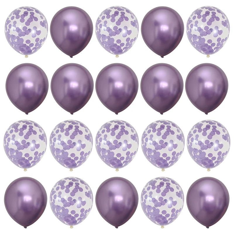 20 шт 12 дюймов металлические блестящие шары с золотыми Конфетти Для вечеринки в честь Дня Рождения гелиевые шары для свадьбы, фестиваля, вечерние шары - Цвет: purple