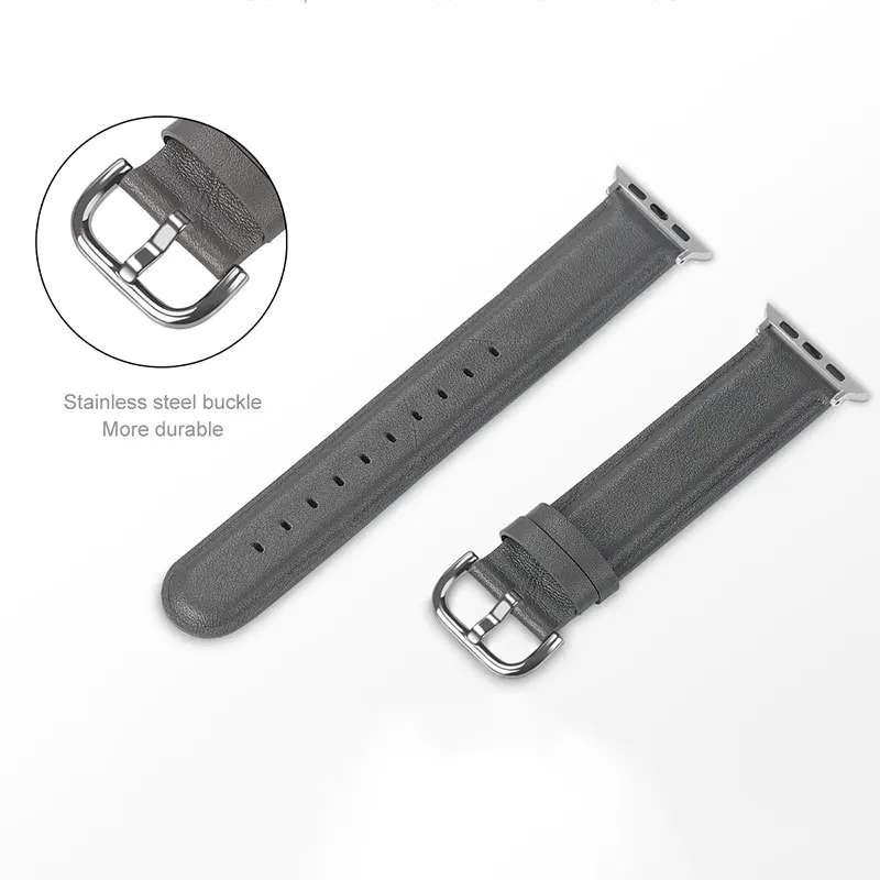 Серый Утхай A25 Apple Watch кожаный ремешок 38 мм 40 мм 42 44 мм для Appl ремешок для наручных часов 4/5 для наручных часов iWatch 1/2/3/4/5 серия 38/40/42/44 мм ремешок - Цвет ремешка: Серый