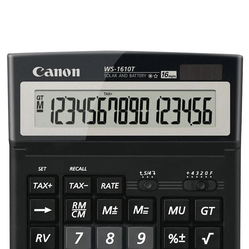 1 шт. CANON WS-1610T электронный калькулятор на солнечных батареях Бизнес финансовый офиса 16-разрядный Большой/Экран/кнопка Бухгалтерия налоговая ставка