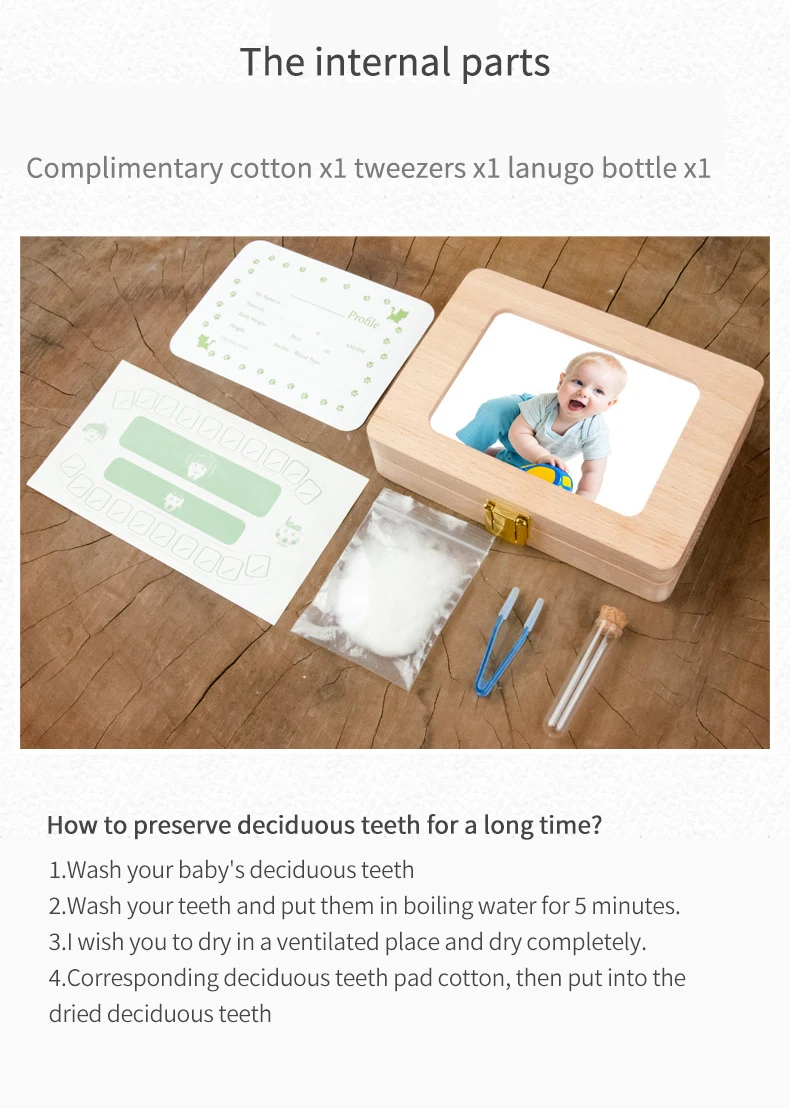 Фоторамка детская коробочка для молочных зубов многофункциональный деревянный зуб пуповины Lanugo органайзер для хранения детей зубы