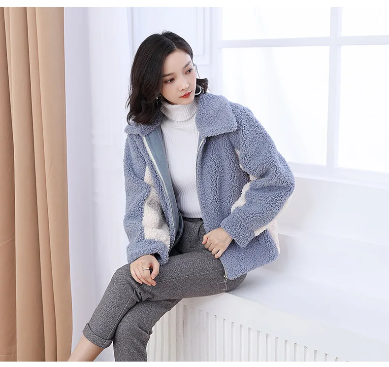 Fur Coat Women's Winter New Style Korean-style Loose-Fit Contrast Color Joint Short Jacket Fashion