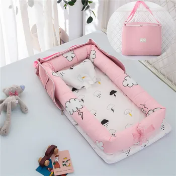 

Portable and Washable Baby Nest Bed Travel Bed Crib for Boys Girls Infant Cotton Cot Bumper Dropshipping