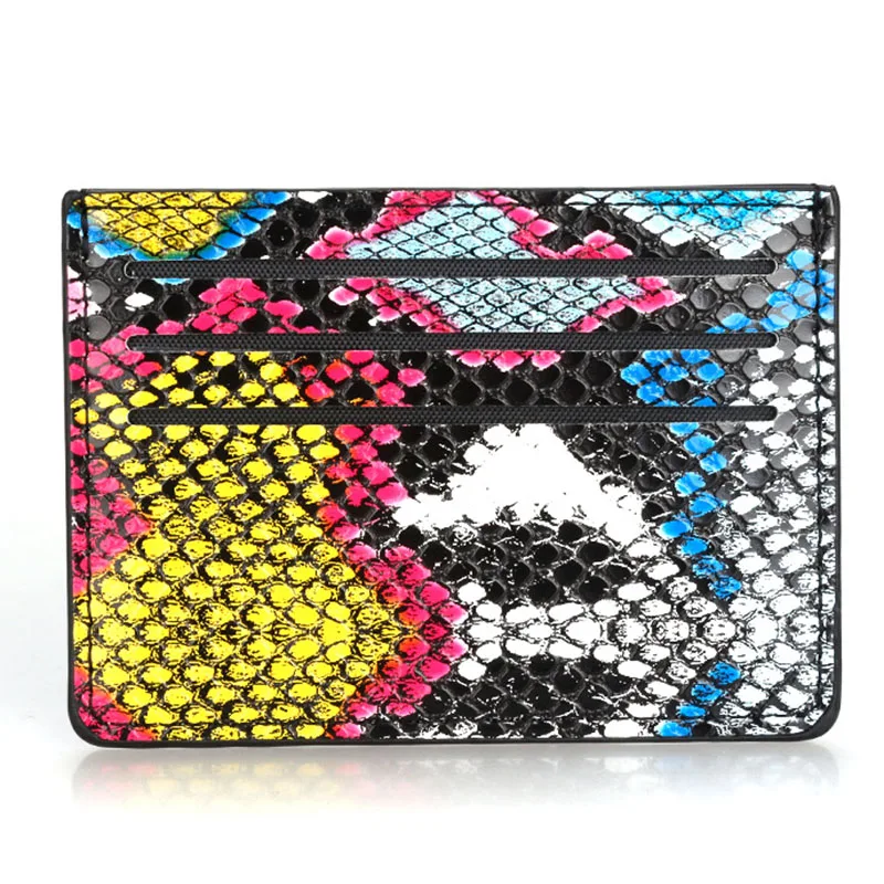 

Colorful Snake Pattern Vintage Card Holder Wallet Women Credit Card Holders Purses Tarjetero Mujer Business Card Holders Luxury