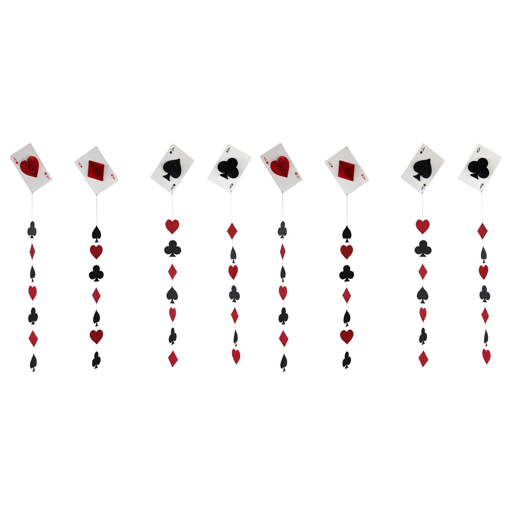 Set of 8 Playing Card Paper Garland - Casino Night - Poker Night - Diamonds Hearts Clubs Spades Photo Backdrop