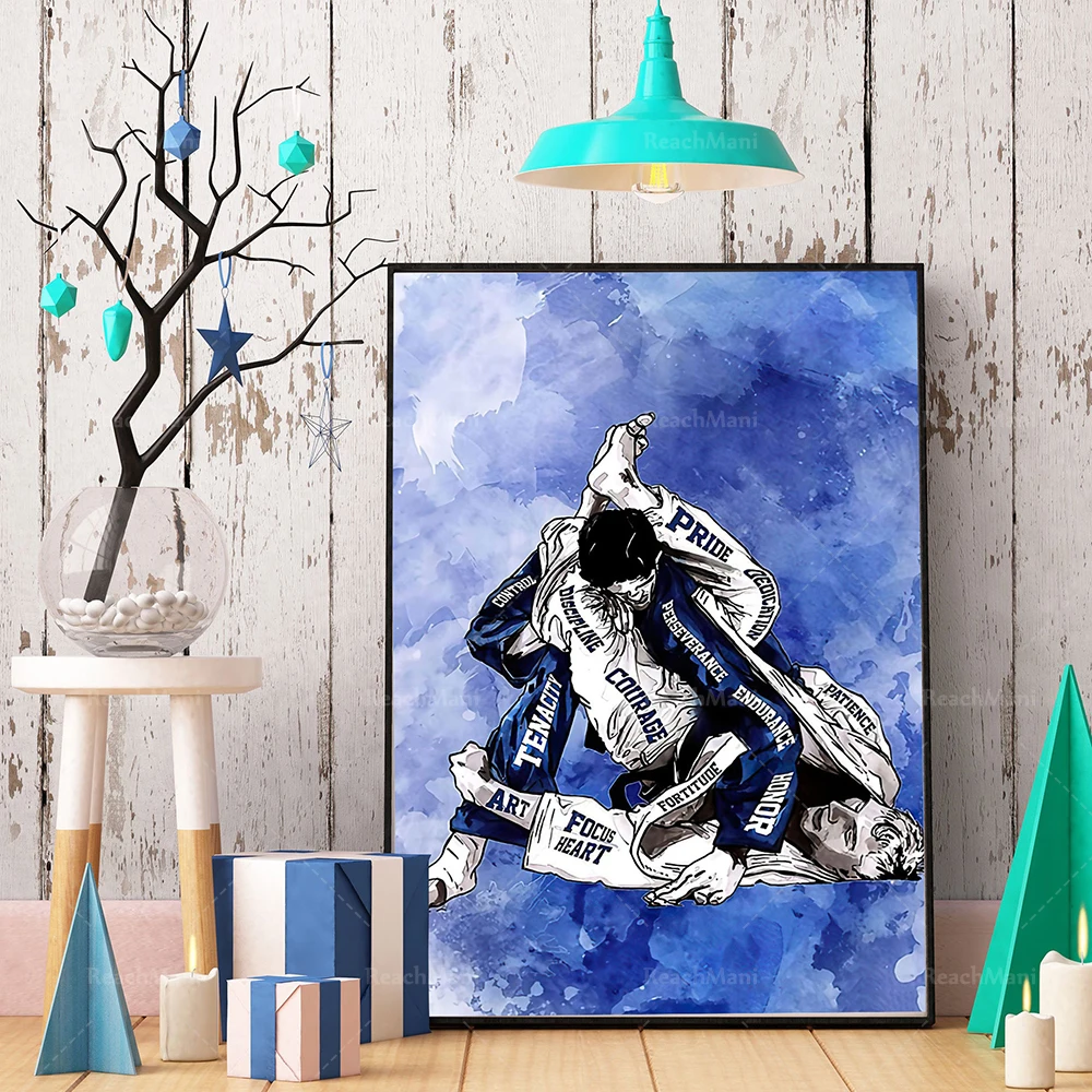 Jiu Jitsu Players Poster/Fighting Martial Arts Poster/BJJ Wall