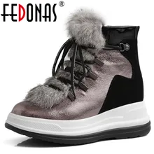 FEDONAS/Брендовые женские шерстяные ботильоны; зимние теплые короткие ботинки; Повседневная офисная обувь из натуральной кожи; женские ботинки на плоской платформе