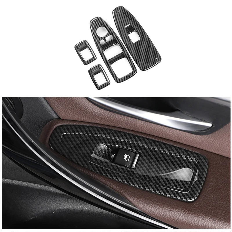 Für BMW 1 3 4 Serie 3GT F20 F30 F31 F32 F34 F36 Fenster Glas Lift-Taste  Dekoration ABS Carbon faser Panel Dekoration