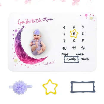 

1Pc Cute Baby Monthly Milestone Blanket Newborn Photography Backdrop Baby Photo Background Photo Blanket for Baby Shower (100x15