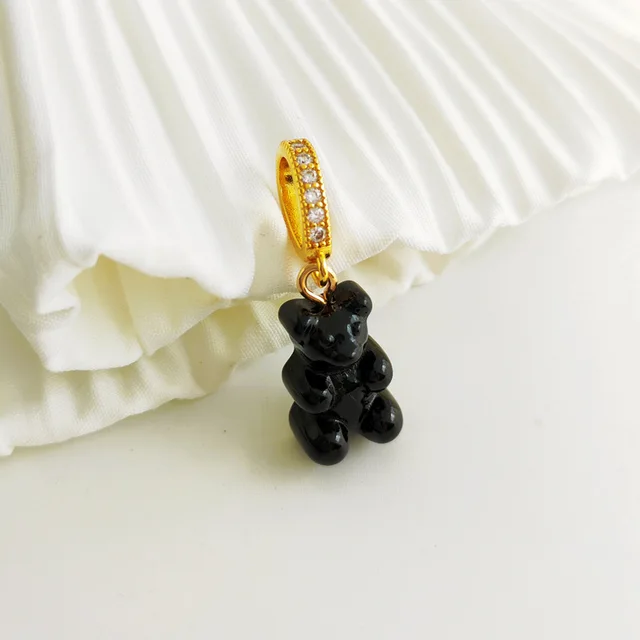 Pendant Necklace for Women Korean Colorful Bear Blue Zircon Crystal Neck Chain Female Jewelry Free Shipping Gift 18k Gold Plated Pendant 2