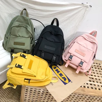 

New Fashion Women Bag Waterproof Nylon Multi Pocket Travel Backpack Solid color School Bags For Teenage Girls Children Backpacks