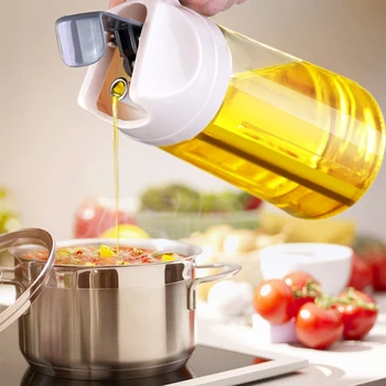 

Olive Oil Dispenser Automatic Flip Oil Bottle Leakproof Glass Oil and Vinegar Cruet Condiment Container for Kitchen Cooking