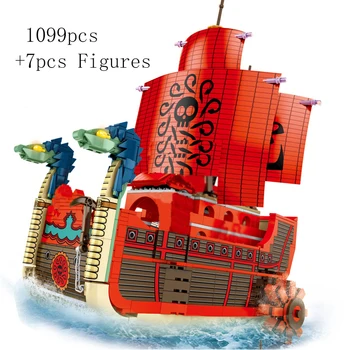 

NEW Anime ONE PIECE Boa Hancock Boa Sandersonia Pirate Ferry Boat Going Merry Building Blocks Bricks Classic Model Sets Toys