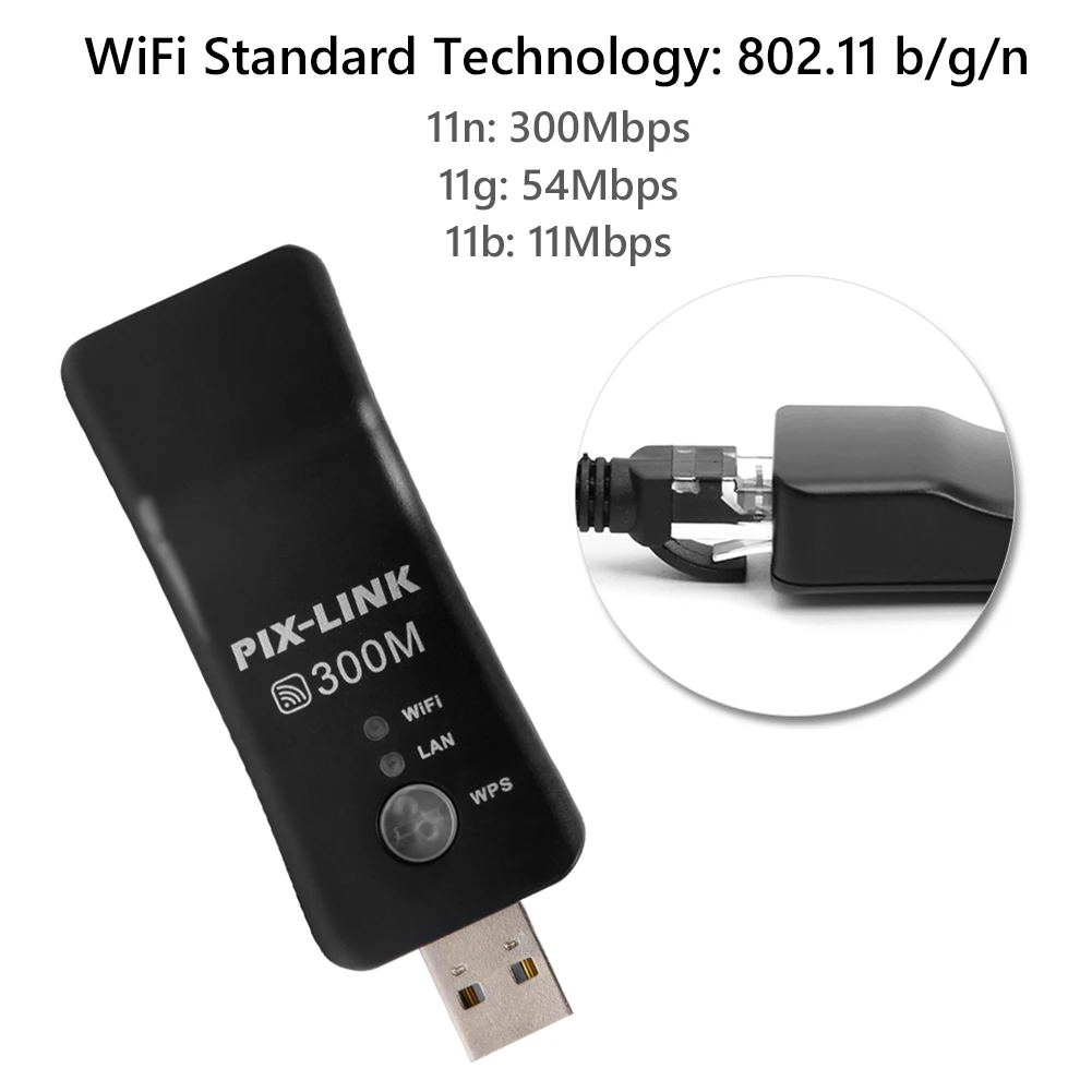 Universal Mini USB Wireless TV Network Wifi Adapter WPS 300Mbps Wi-fi Repeater RJ-45 Network Cable For Samsung LG Sony HDTV wifi adapter