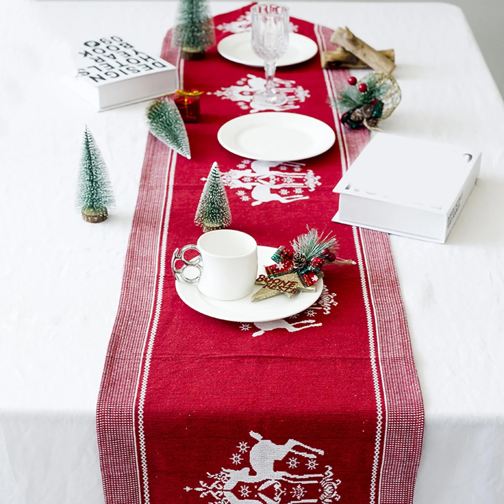 1 X Рождественская скатерть с изображением оленя, Рождественская скатерть, Новогоднее украшение для дома, английское украшение на Рождество, настольная дорожка