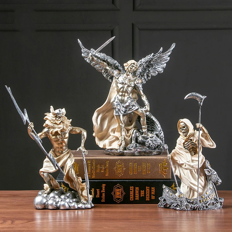 Ancient Greek Mythology Figure Decoration Zeus Death Gods Model Furniture Ornament Myth Resin Arts Crafts Home Decor Ccessories | Дом и сад