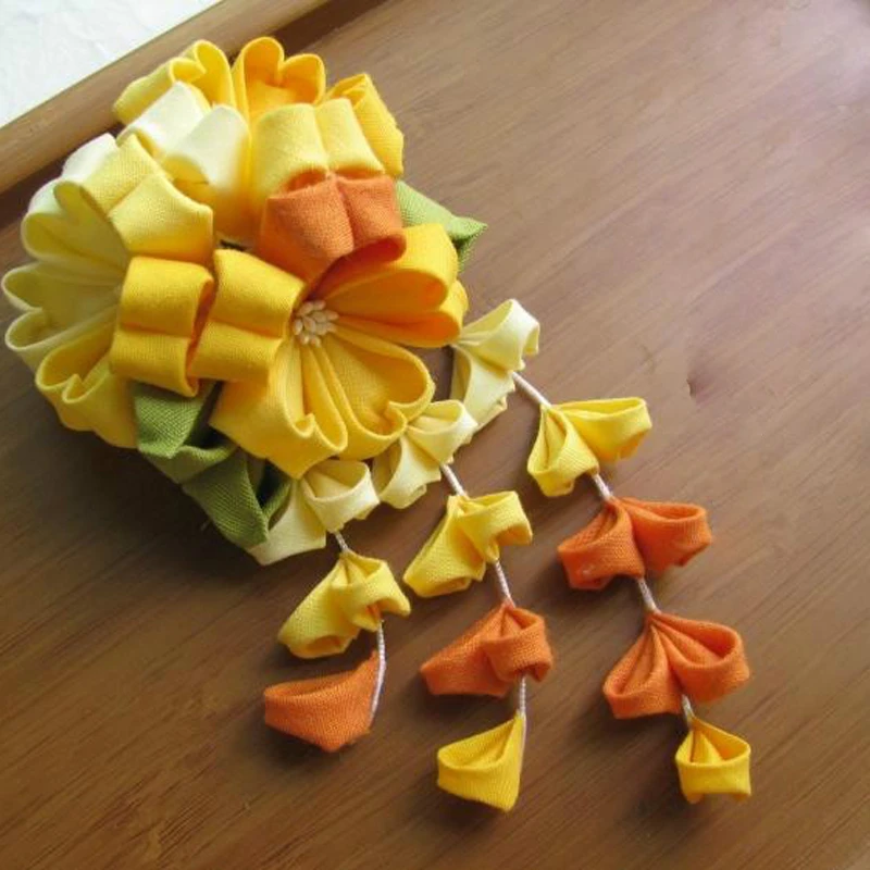 1 шт., ручная работа, японская Сакура tsuami zaiku kanzashi, заколка для волос, ткань, цветок, для декора одежды, аксессуары, Cos Реквизит для костюмов, женщин