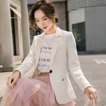 

Women's Coat 2020 Spring New Fashion Buttons Keep Slim Americana Mujer Blazer Full Sleeve White Blazers and Jackets