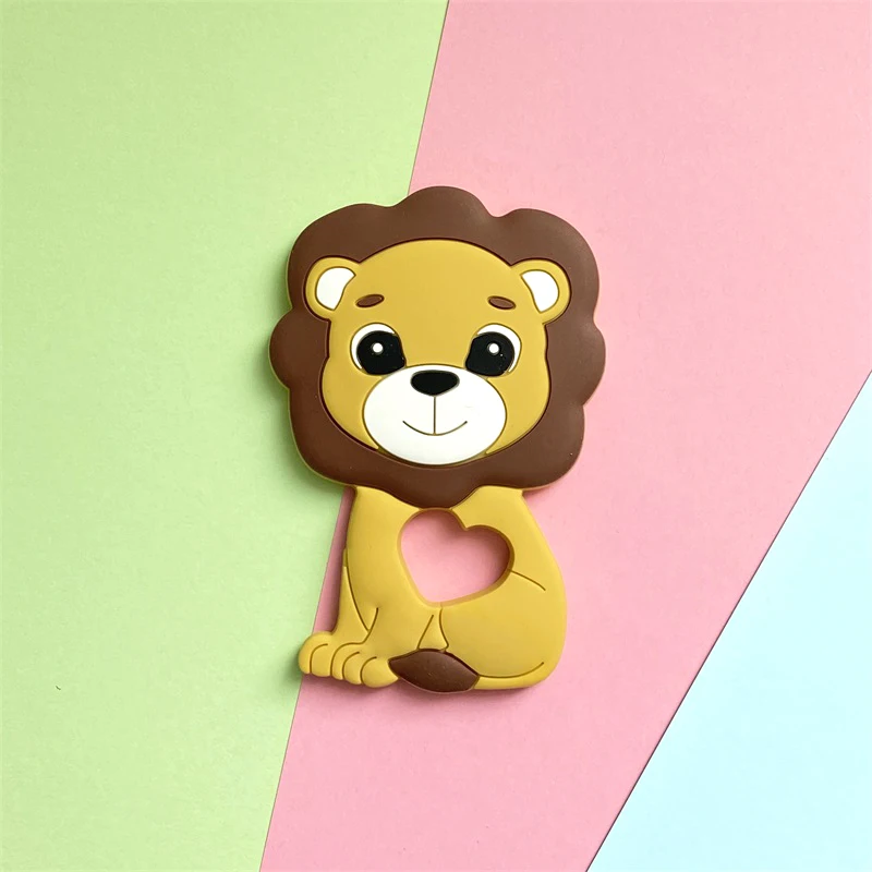 1Pcs Silicone Teething Beads Lion Cartoon Shape Baby Teethers Food Grade Teething Toys Diy Pacifier Clips Chains 4
