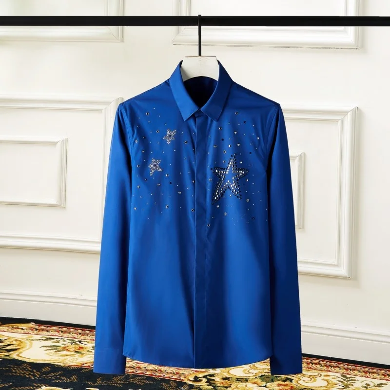 

Рубашка мужская с отложным воротником, модная Повседневная блуза с длинными рукавами, приталенный силуэт, на пуговицах, однотонная деловая, белого и черного цвета