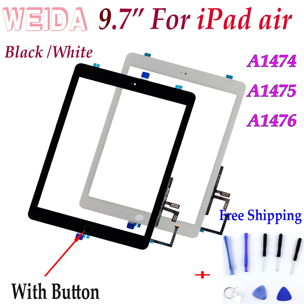 Сменный сенсорный экран WEIDA 9 7 дюйма для iPad Air ipad 5 A1474 A1475 A1476 с кнопкой home 5|ЖК-экраны