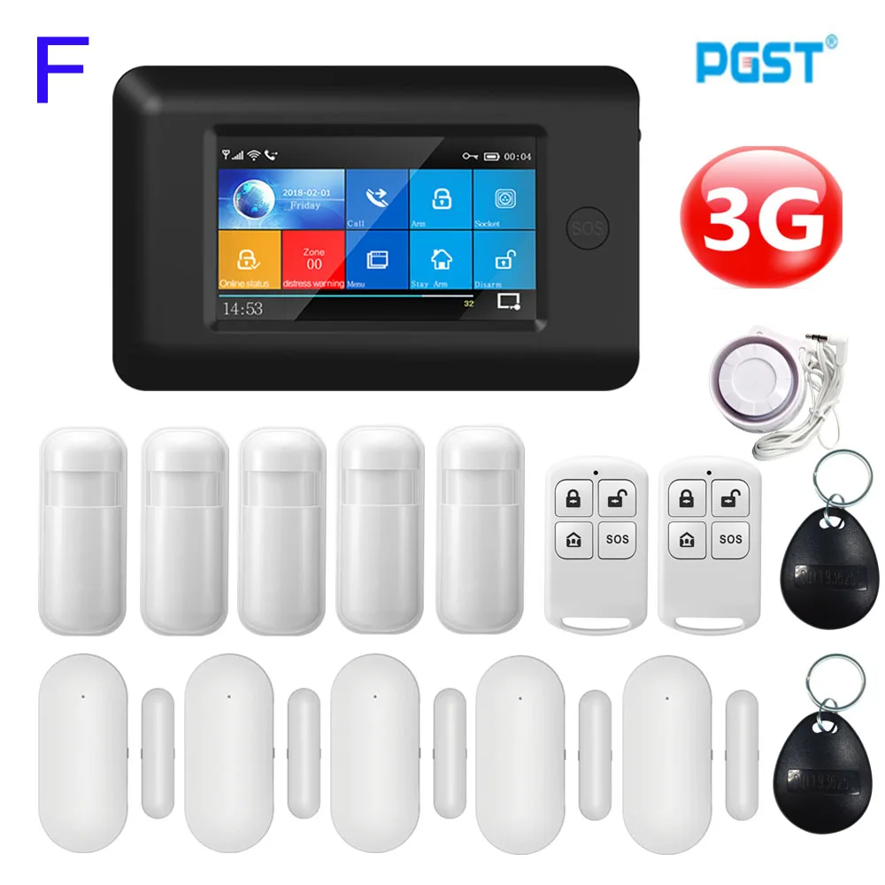 PGST 106 3G Wireless Home Security WIFI GSM Home Alarm System APP Control With Auto Dial Motion Detector Burglar Alarm System