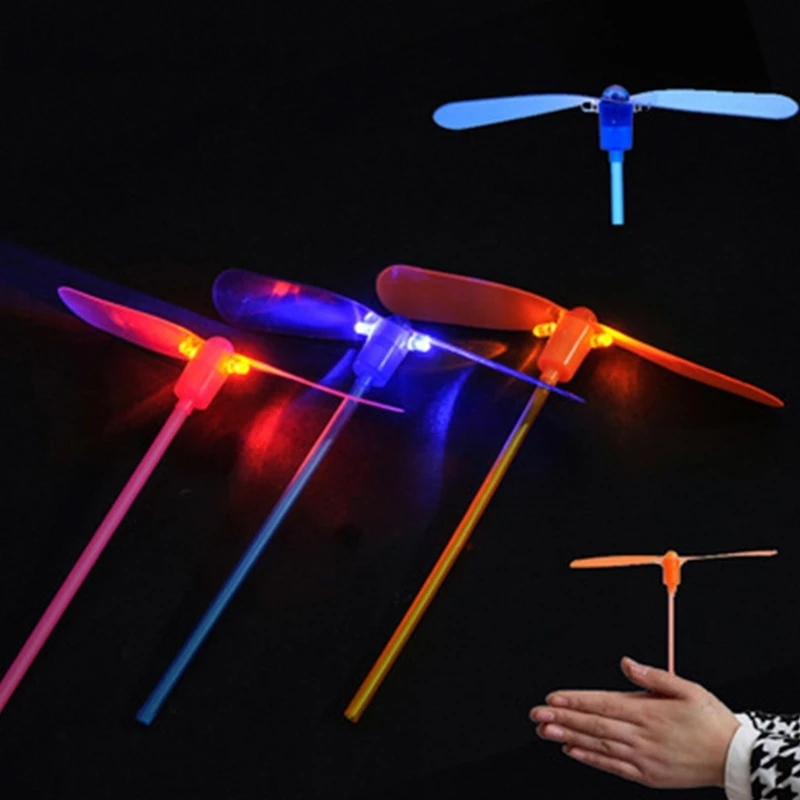 Led Flash Plastic Bamboo Dragonfly Propeller Kids Outdoor Hand Push Gifts Toy Dropship | Игрушки и хобби