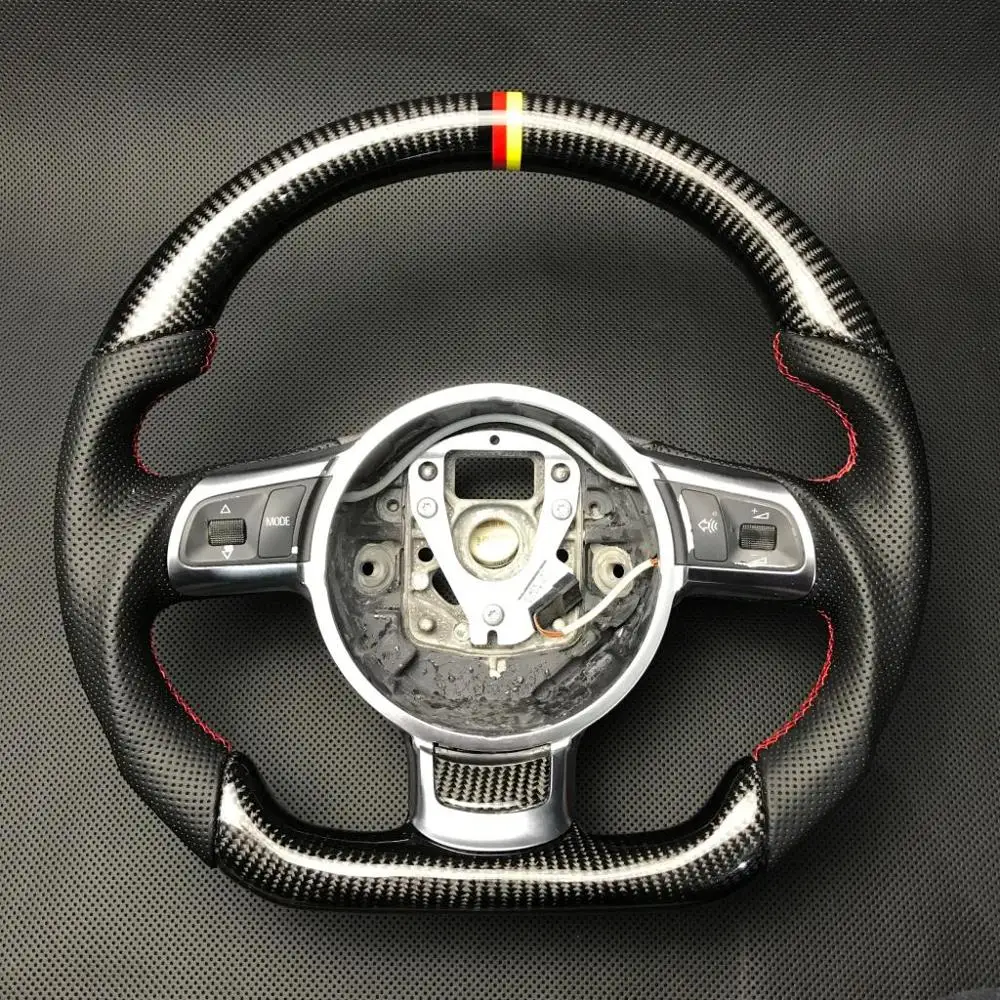 Реальные углеродного волокна индивидуальные рулевое колесо планки Замена рулевого колеса для audi TT TTS R8 - Название цвета: Коричневый