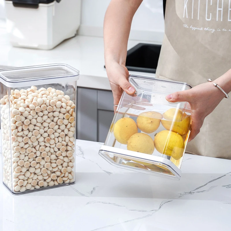 0.9L/2.4L/3.4L Plastic Storage Box Transparent Food Container Jars for Bulk Cereals Sugar Case Kitchen Organizer Accessories 3