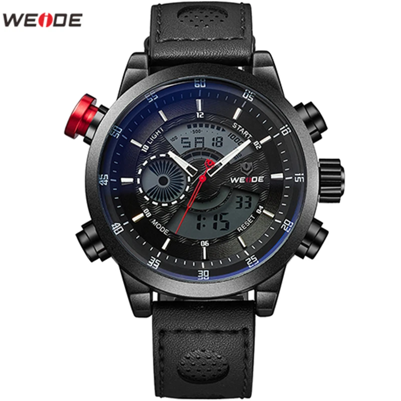 

WEIDE Men Watch Relogio Masculino Quartz Digital Auto Date Alarm Chronograph Repeater Multiple Time Zone Belt Wristwatches Men