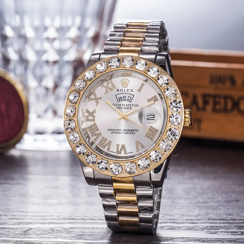 

Rolex- Men's luxury steel watchband wrist Watch New fashion quartz watch Gift Limited edition men's Watch Ord92