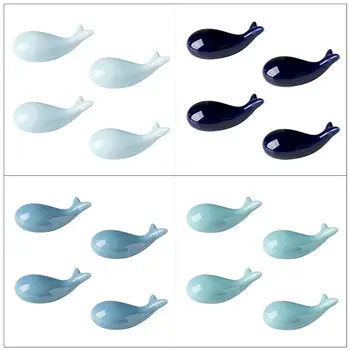 

Set Of 4 Chopsticks Holders Whale Shaped Chopsticks Rest Ceramic Spoon/fork/knife Holder Cute Animals Decoration For Home Kitche