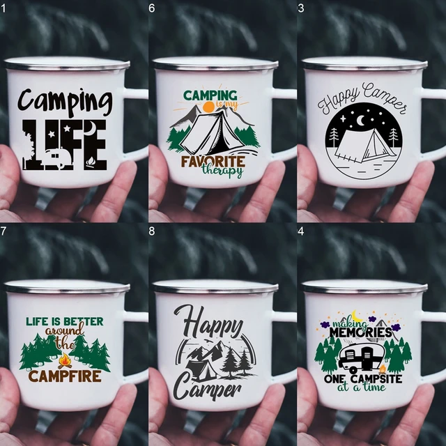 Forest Printed Camping Mugs Enamel Mug Travel Campfire Party Beer Juice  Drinking Cup Mountain Coffee Cup Gifts For Camper 17 OZ