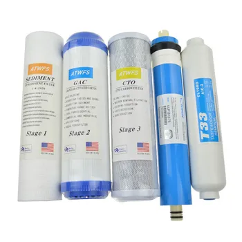 

ATWFS New Water Purifier 5 Stage Filter Cartridge 75 gpd RO Membrane Reverse Osmosis System Water Filters For Household