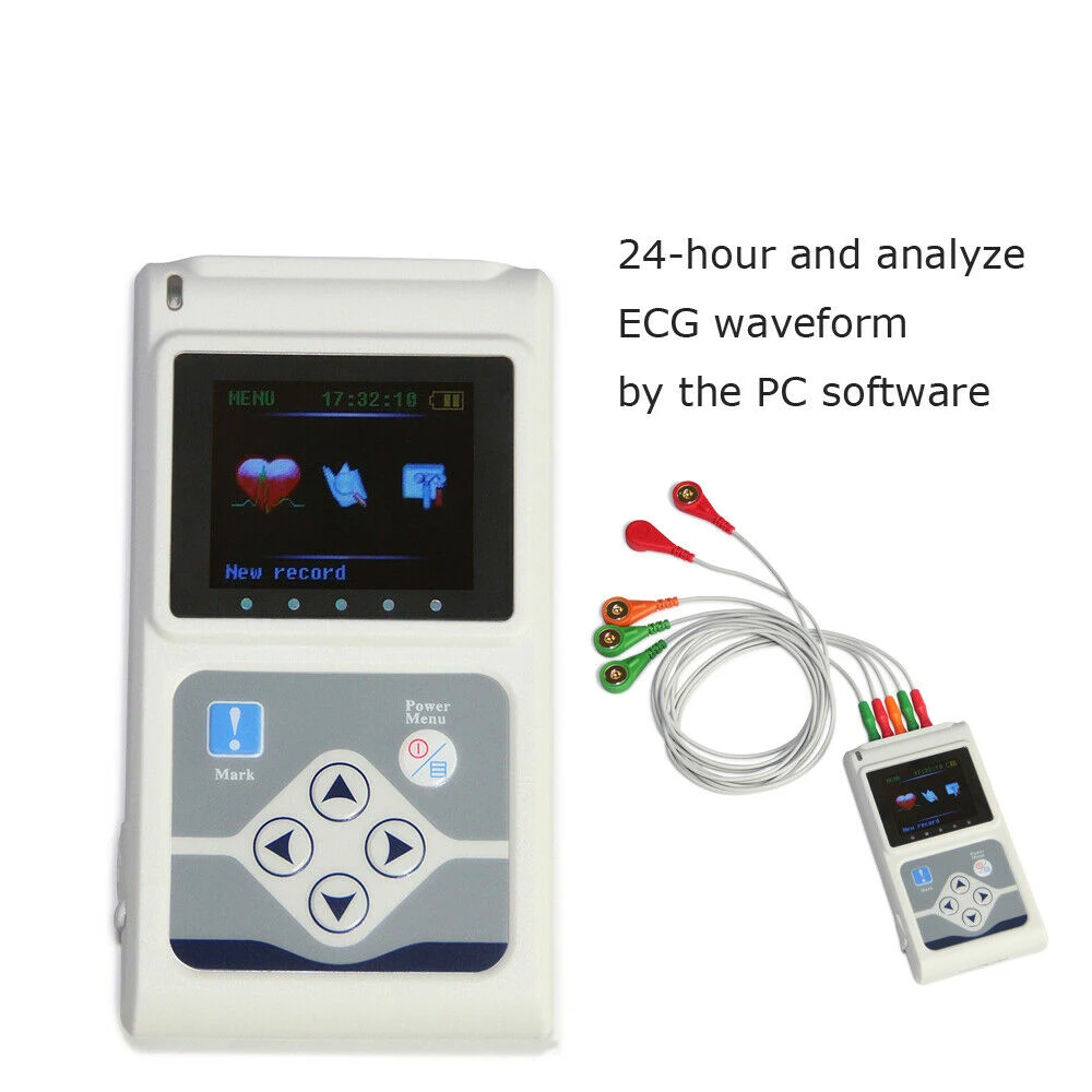  TLC9803 Dynamic ECG Machine Portable 3 Lead Electrocardiograph Handheld EKG Monitor 24 hour HR Anal