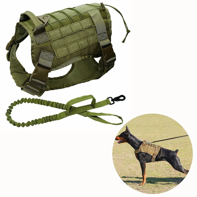 Chaleco táctico para perro, ropa de perro militar transpirable, arnés K9, tamaño ajustable, entrenamiento, caza, Molle, arnés para perro