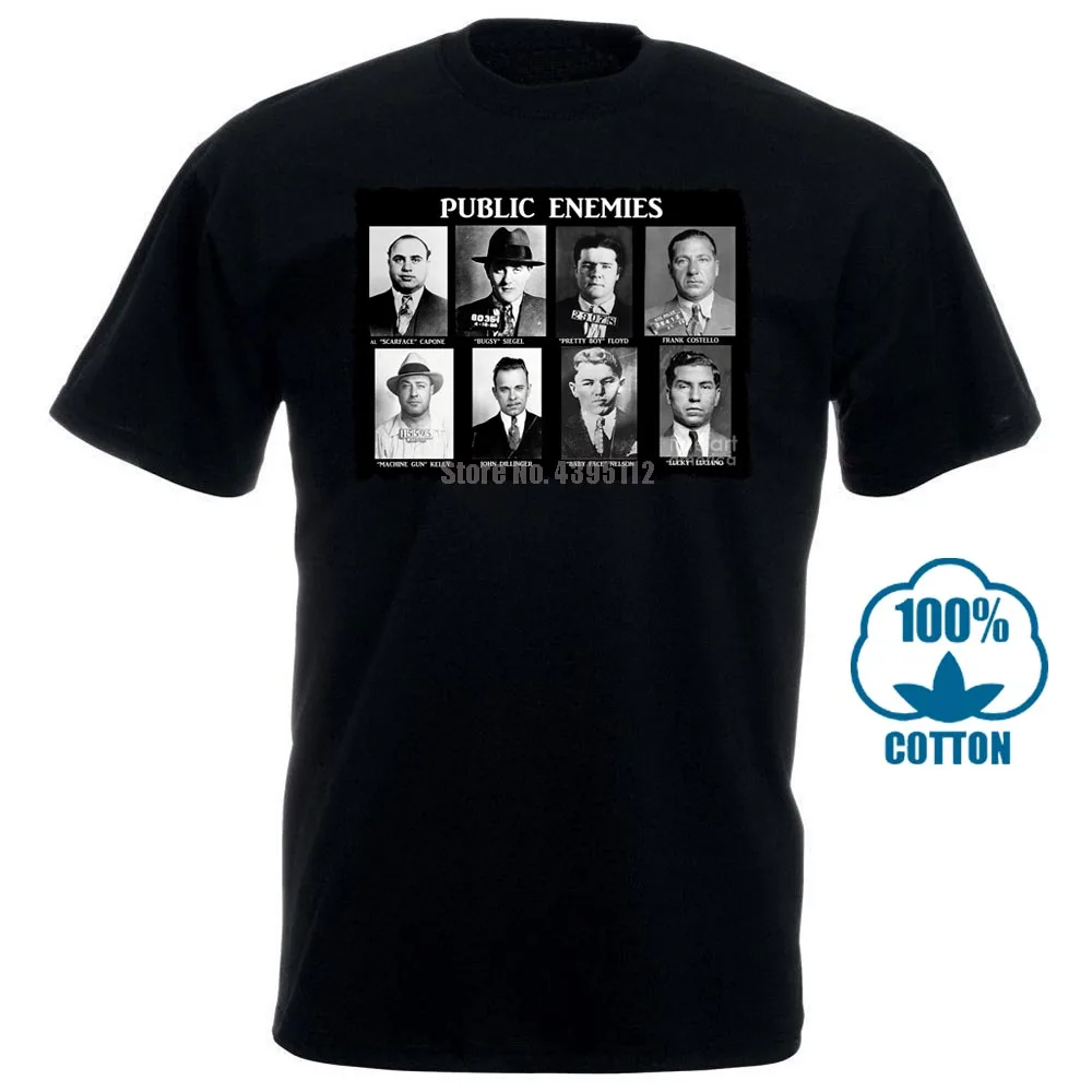 Футболка с принтом общественные враги Al Capone Scarface Homme Col Rond 010378|Футболки| |