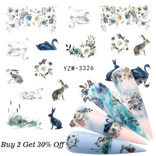 New Jewelry Nail Sticker Black Vintage Boho Style Decals Manicure Water Transfer Slider Foil Slider Decorations