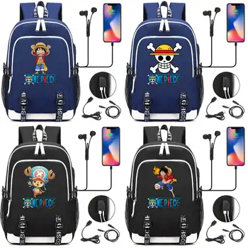 

Fashion New Anmie Cartoon One Piece Monkey D Luffy USB Boy Girl Book School bag Women Teenagers Men Laptop Backpack Packsack