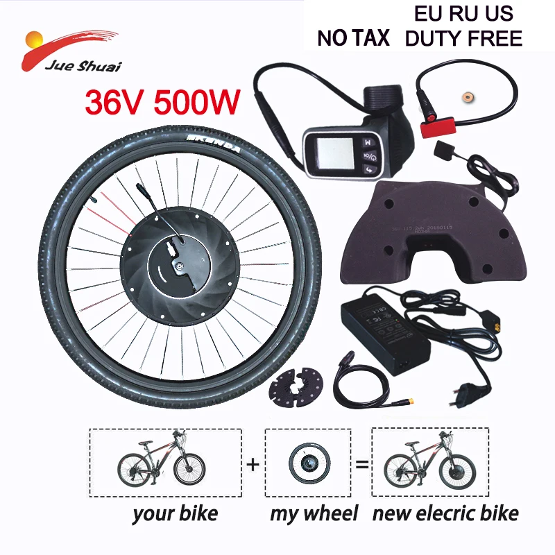 US $135.25 iMortor Electric Bicycle Conversion Kit 36V 500W Motor Long Distance Brushless Gear Hub Motor Wheel Motor Bicycle Ebike MTB Kit