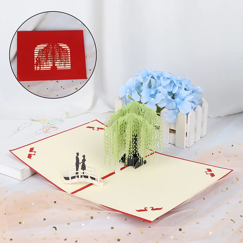  1PCS Anniversary Pop UP Cards Postcard with Envelope Stickers Wedding Invitation Greeting Cards Val - 4000082551829