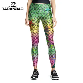 

NADANBAO 2020 Spring Mermaid Leggings Magic Female Scale Fitness Leggins High Waist Workout Pants Starfish Casual Sexy Leggin