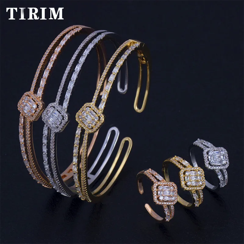

TIRIM Luxury Trendy Jewelry Sets For Women Wedding Cubic Zircon Crystal CZ Dubai Bridal Bangle Ring Sets браслеты женские 2020