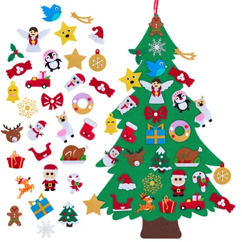 

2020 New DIY Felt Christmas Tree with Ornaments New Year Gifts Kids Toys Artificial Christmas Tree Door Wall Hanging Decoration