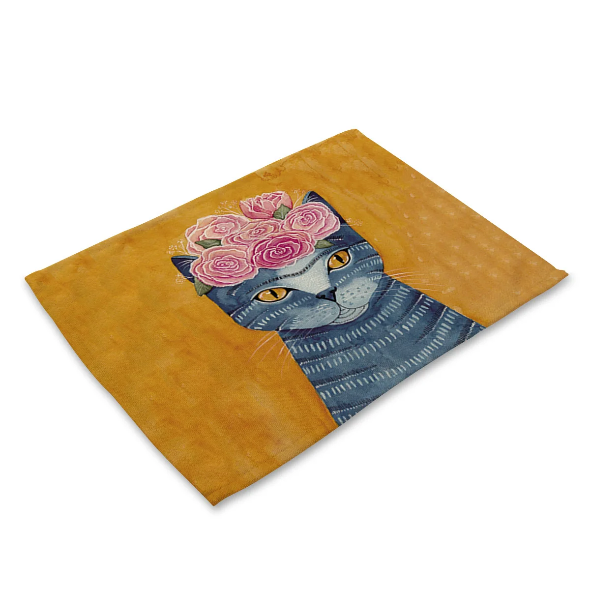 Cat-3 42x32cm placemat for dining table Cute Cat Cartoon Animal Coaster Creative Printed Heat-resistant Kitchen Dining Accessories - Color: Cat-3