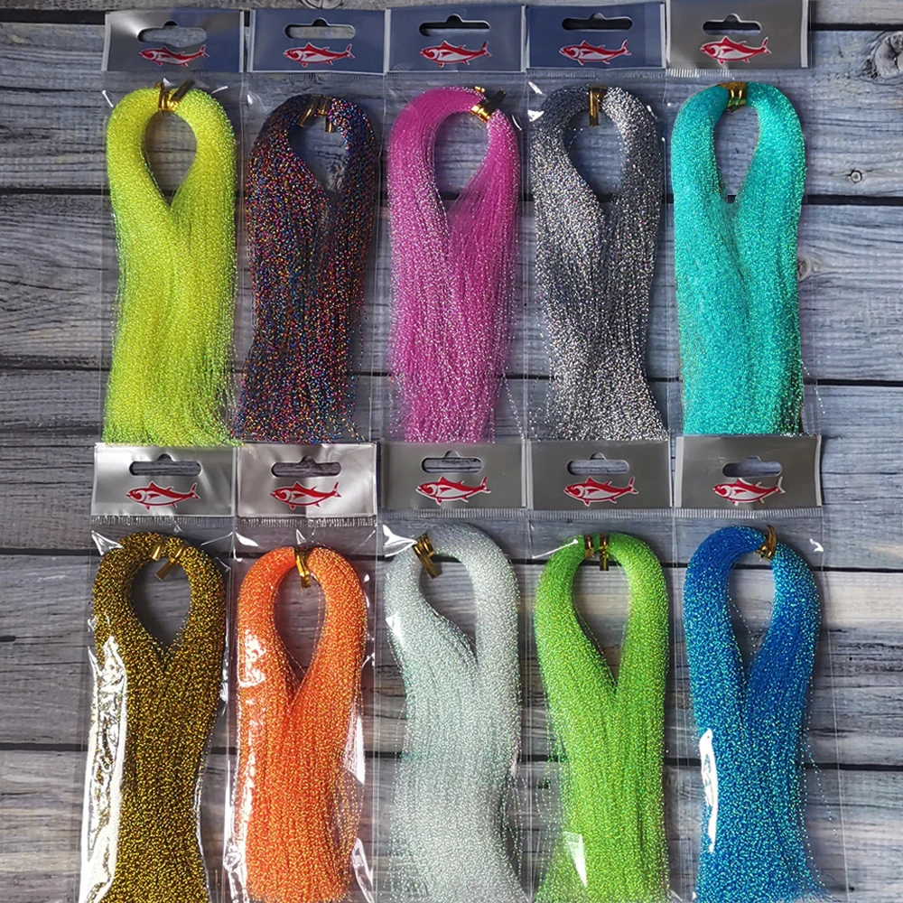 

3 or 10 bundle/lot 300 strands fly fishing lure tinsel twisted strand string line tying flash crystal shining diy material